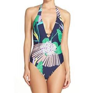 NWT Trina Turk Women's Standard Halter One Piece Swimsuit Midnight Paradise sz 6